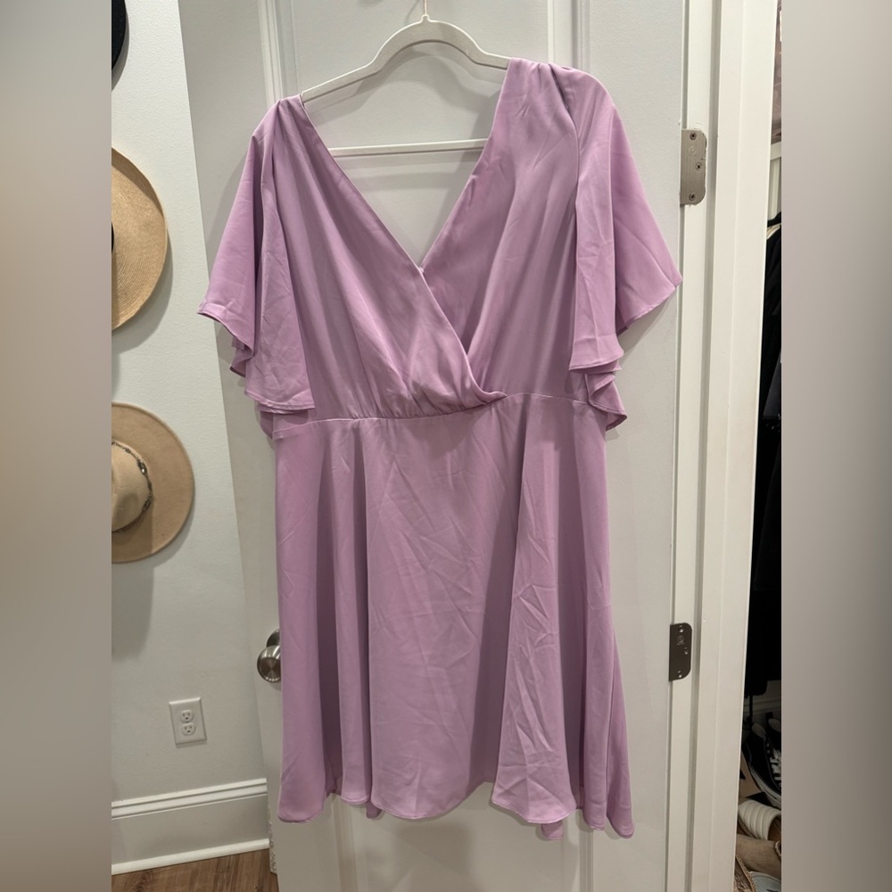 SHEIN ruffle sleeve purple dress